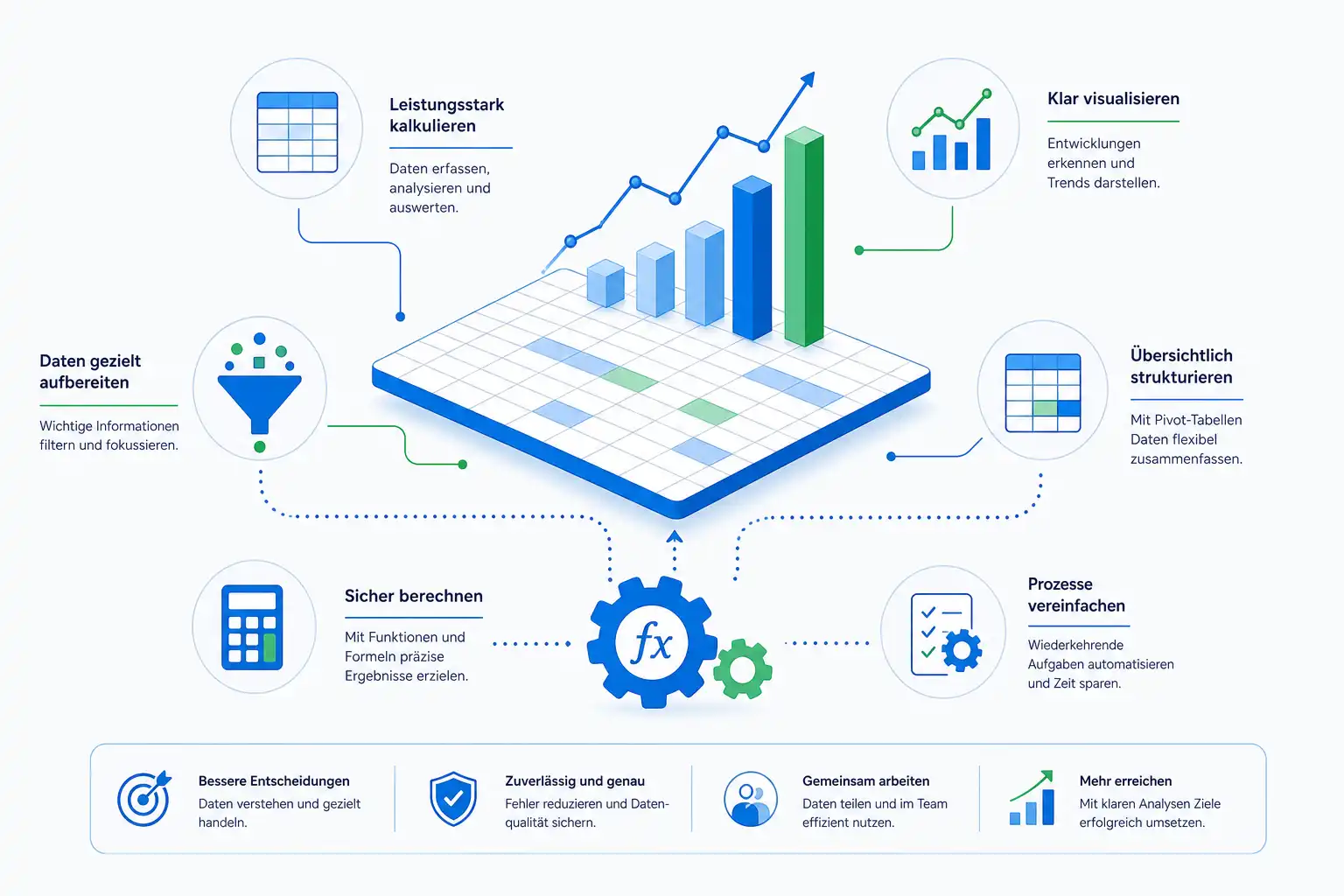 Infografik: Schwerpunkte der Excel-Kurse bei cmt in München