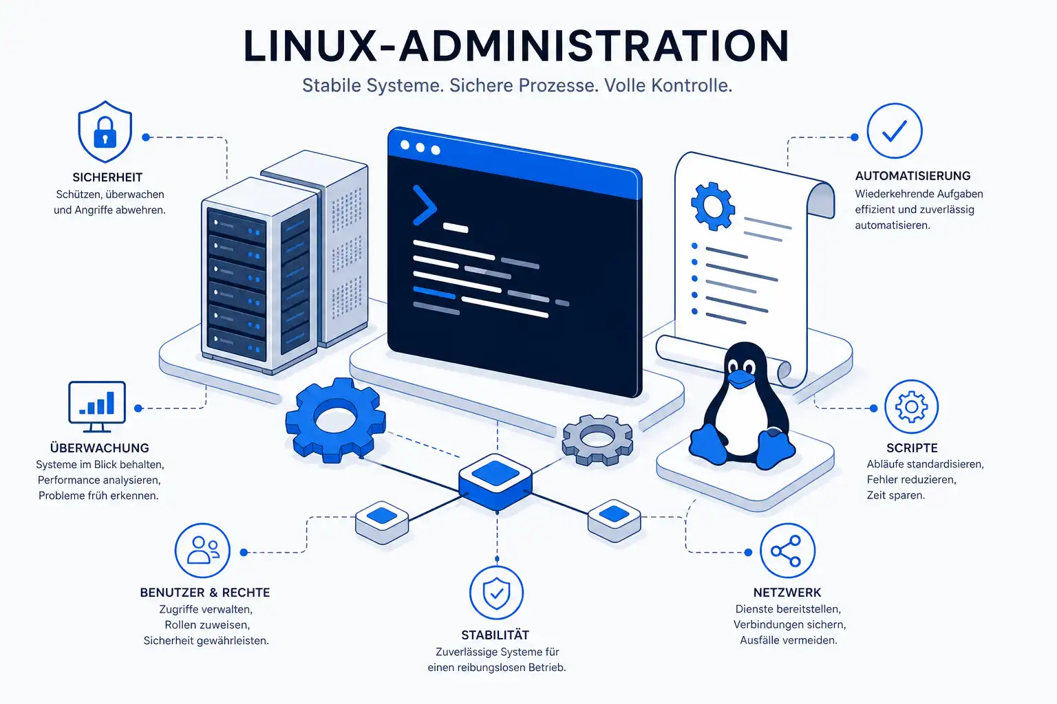 Infografik: Schwerpunkte der Linux-Kurse bei cmt in München