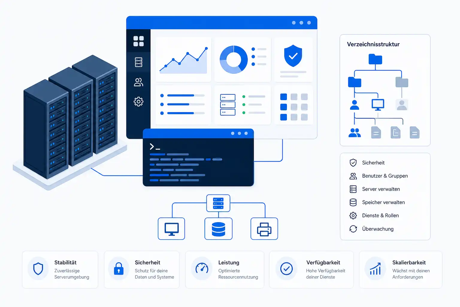 Infografik: Schwerpunkte der Windows-Server-Kurse bei cmt in München