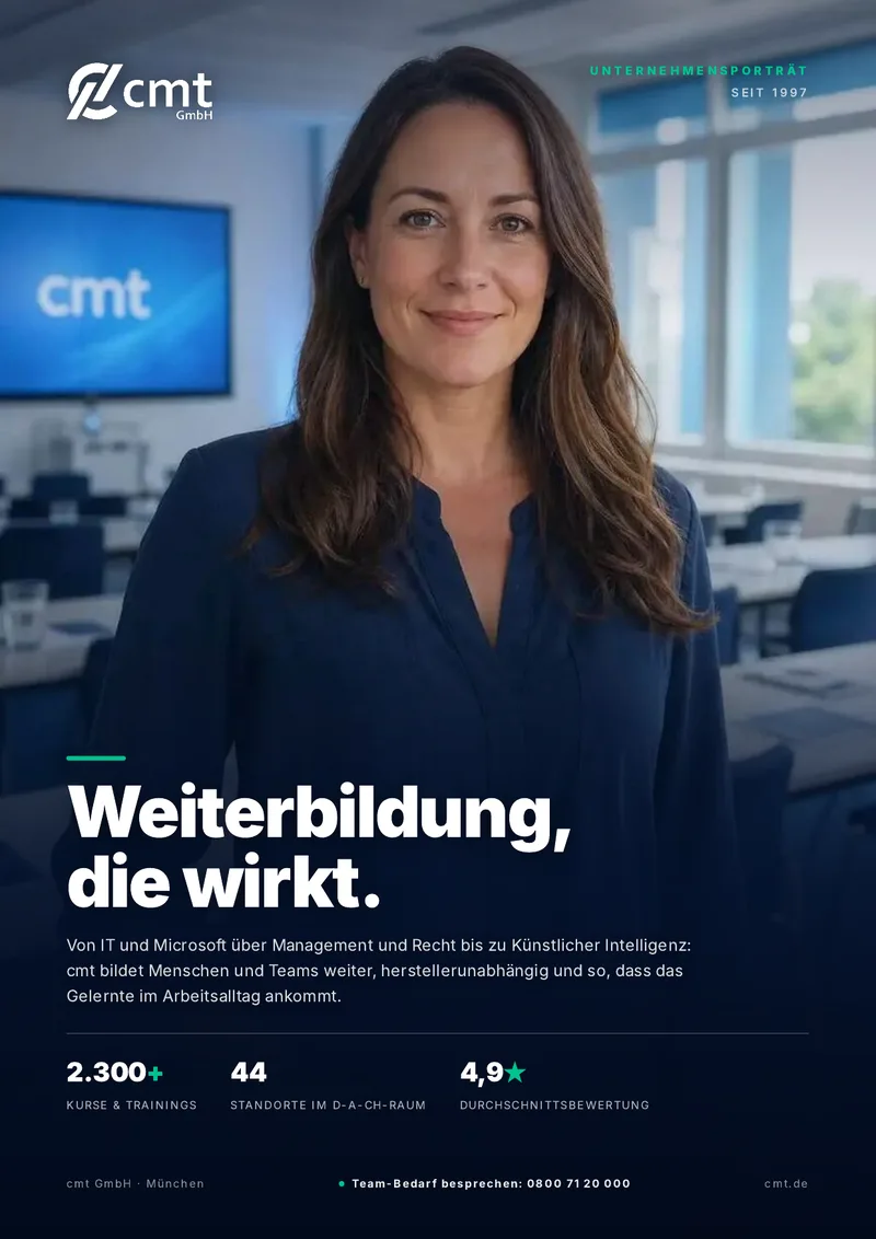 Cover: cmt im Porträt: Weiterbildung, die wirkt